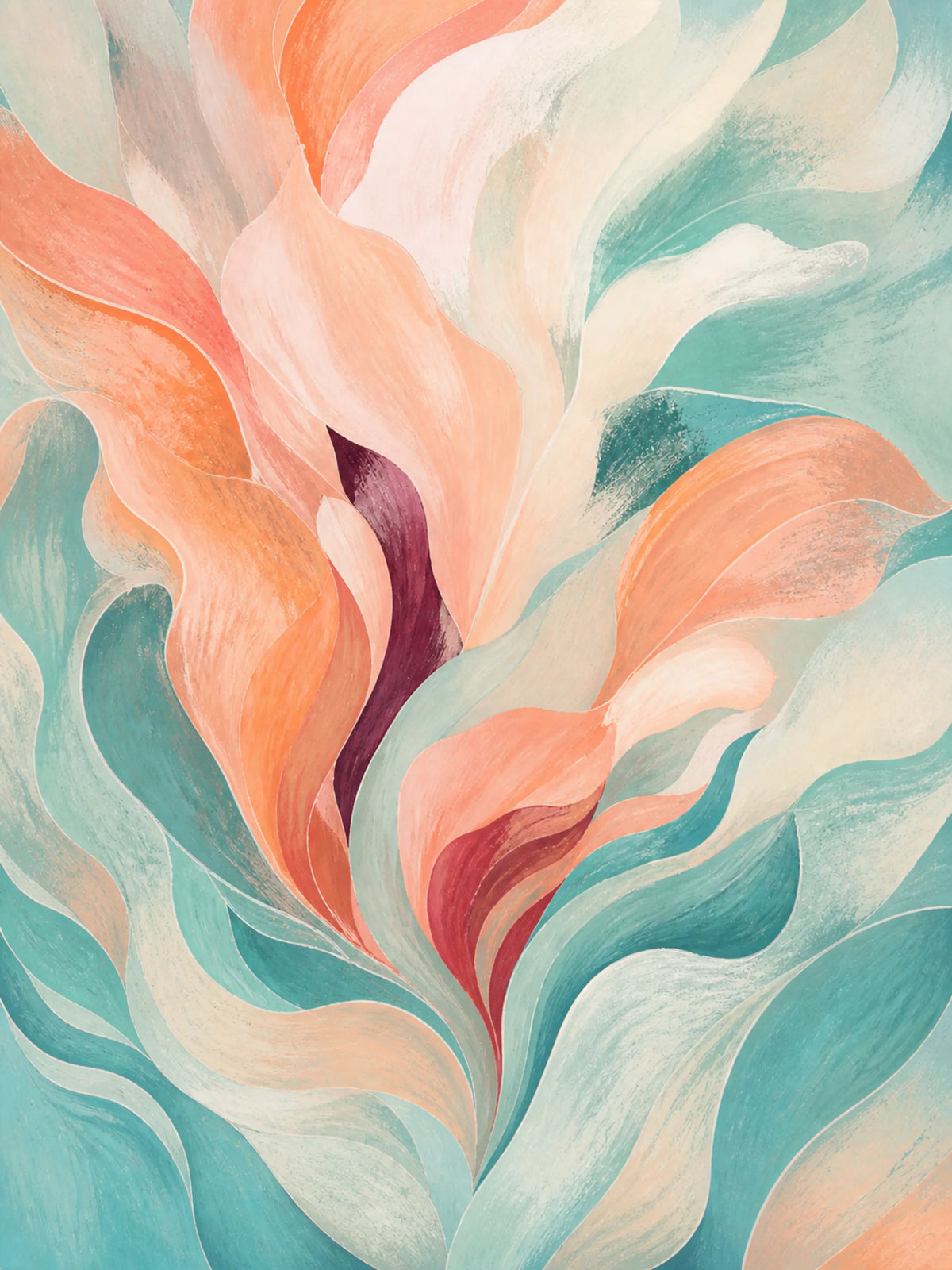 Tidal Bloom Stretched Canvas Wall Art - Portrait - 60W x 120H cm