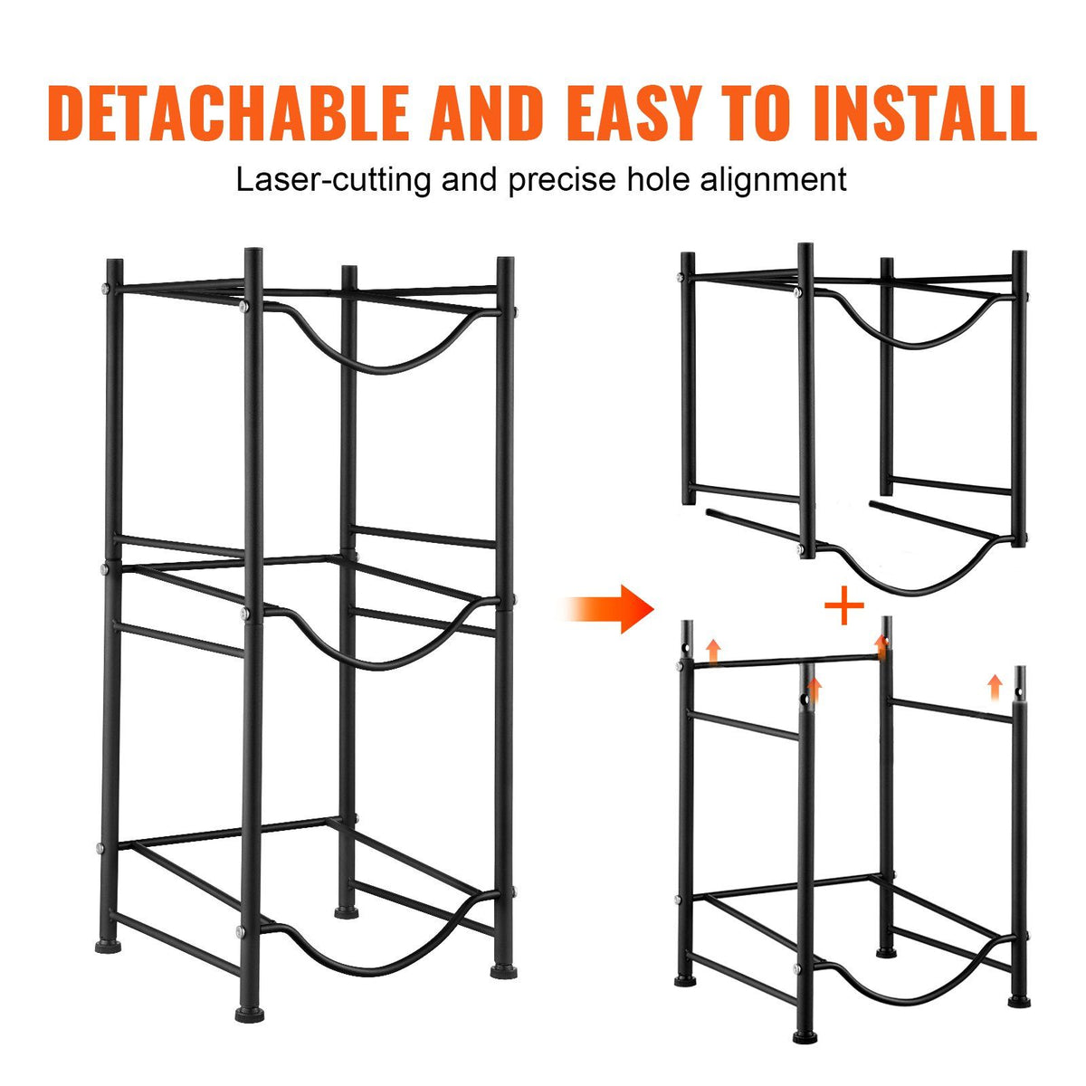 3 Tier 5 Gallon Water Bottle Holder Heavy Duty Single Row Water Jug Rack for 3 Bottles Kitchen Office Living Room Black