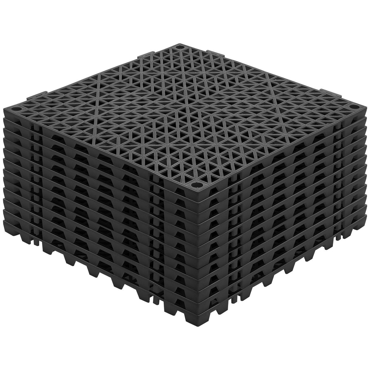Modular Interlocking Cushion, 12 Pack 30 x 30 cm Splicing Drainage Mats, Bathroom, Kitchen, Pool, Wet Area, Black
