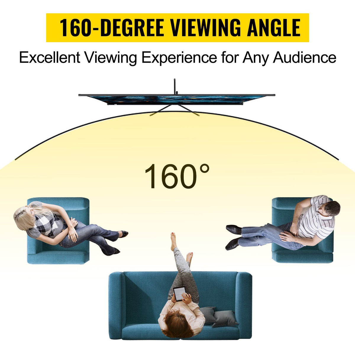 Tripod Projector Screen with Stand 70 inch 16:9 4K HD Projection Screen Stand Wrinkle-Free Height Adjustable Portable