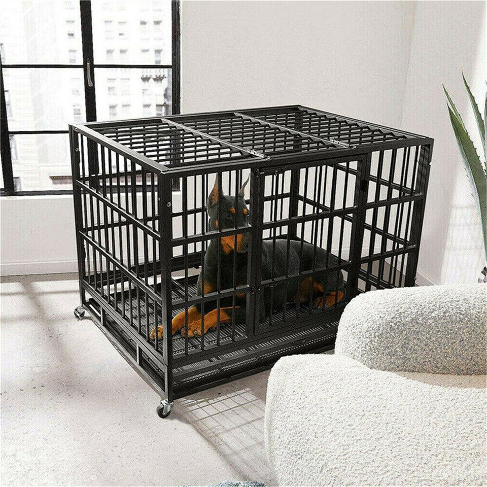 Heavy Duty Dog Cage with Lock & Bottom Tray