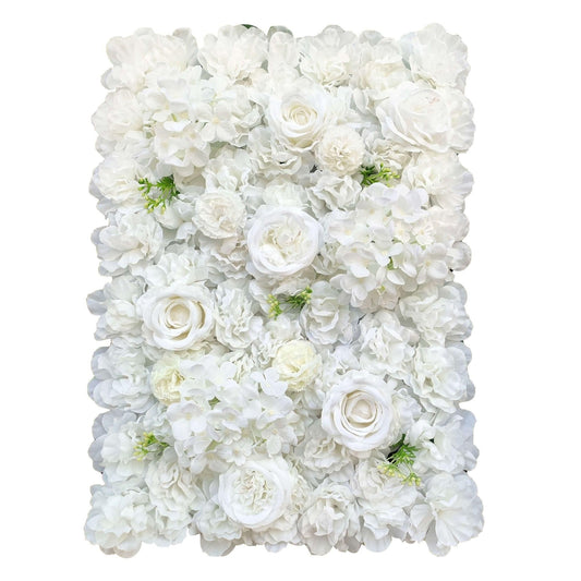 Artificial Flower Wall Backdrop Panel 40x60CM - Mixed White Flowers