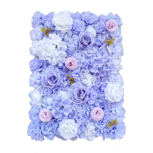 Artificial Flower Wall Backdrop Panel 40x60CM - Mixed Lilac Flowers