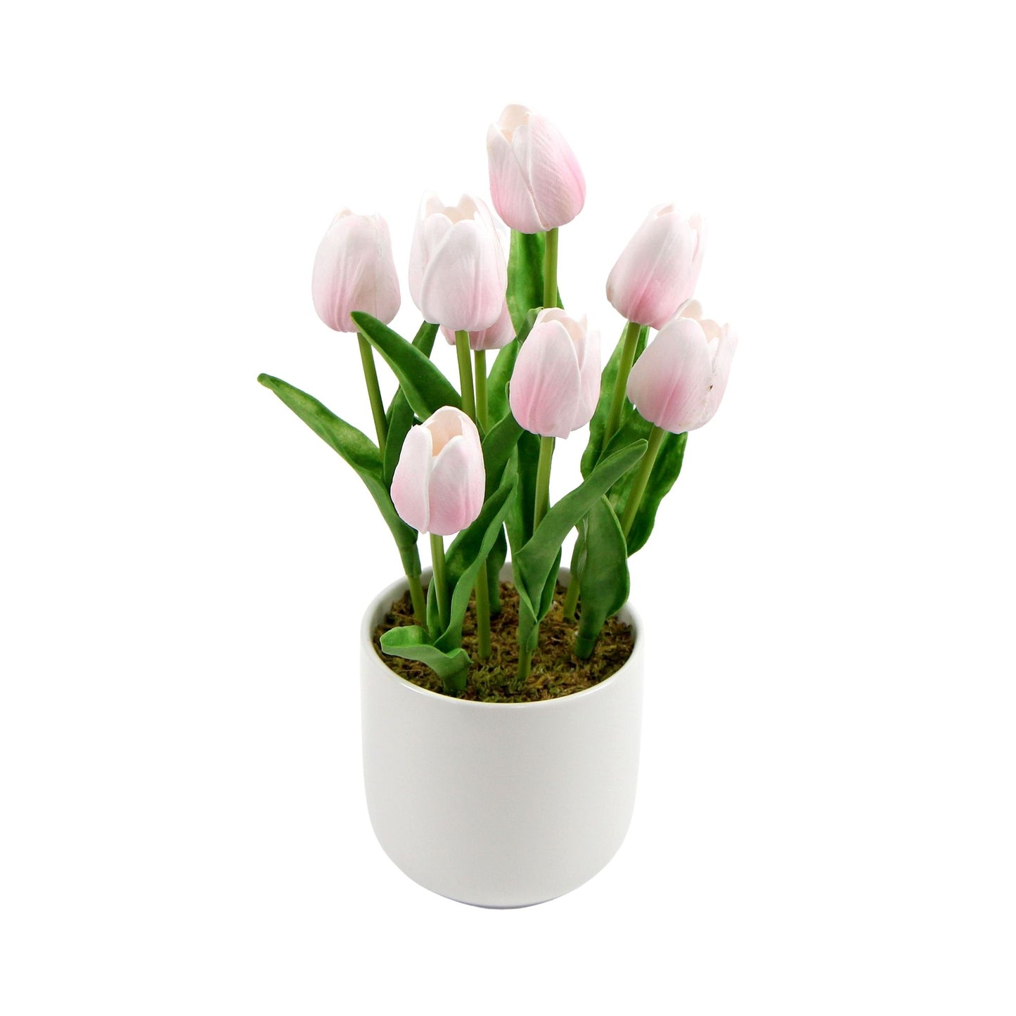 Artificial Tulip Plant Arrangement Flowering Pink with Ceramic Bowl - 35cm