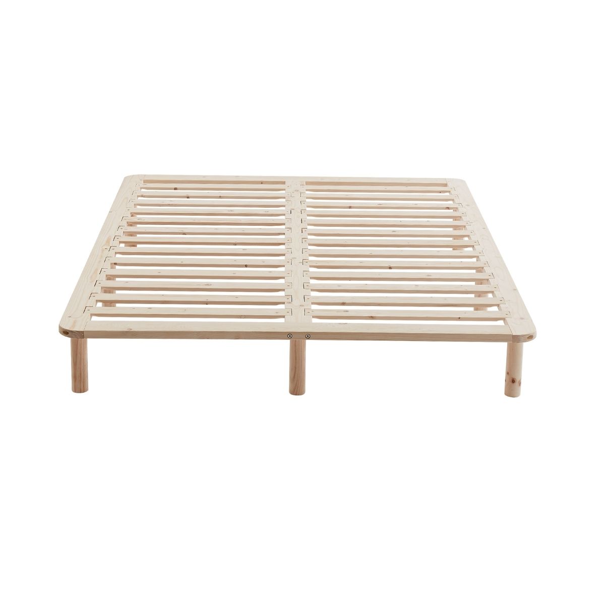 Platform Bed Base Frame Wooden Natural Queen Pinewood