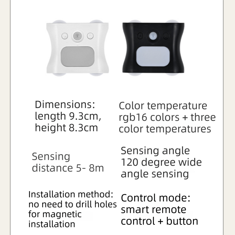 3PCS Smart Home Atmosphere Set – Pink USB Rechargeable Camera Humidifier & 2pcs Black RGB Motion Sensor Wall Light, Magnetic Wireless Night Lamp with Remote Control for Bedroom, Living Room & Office