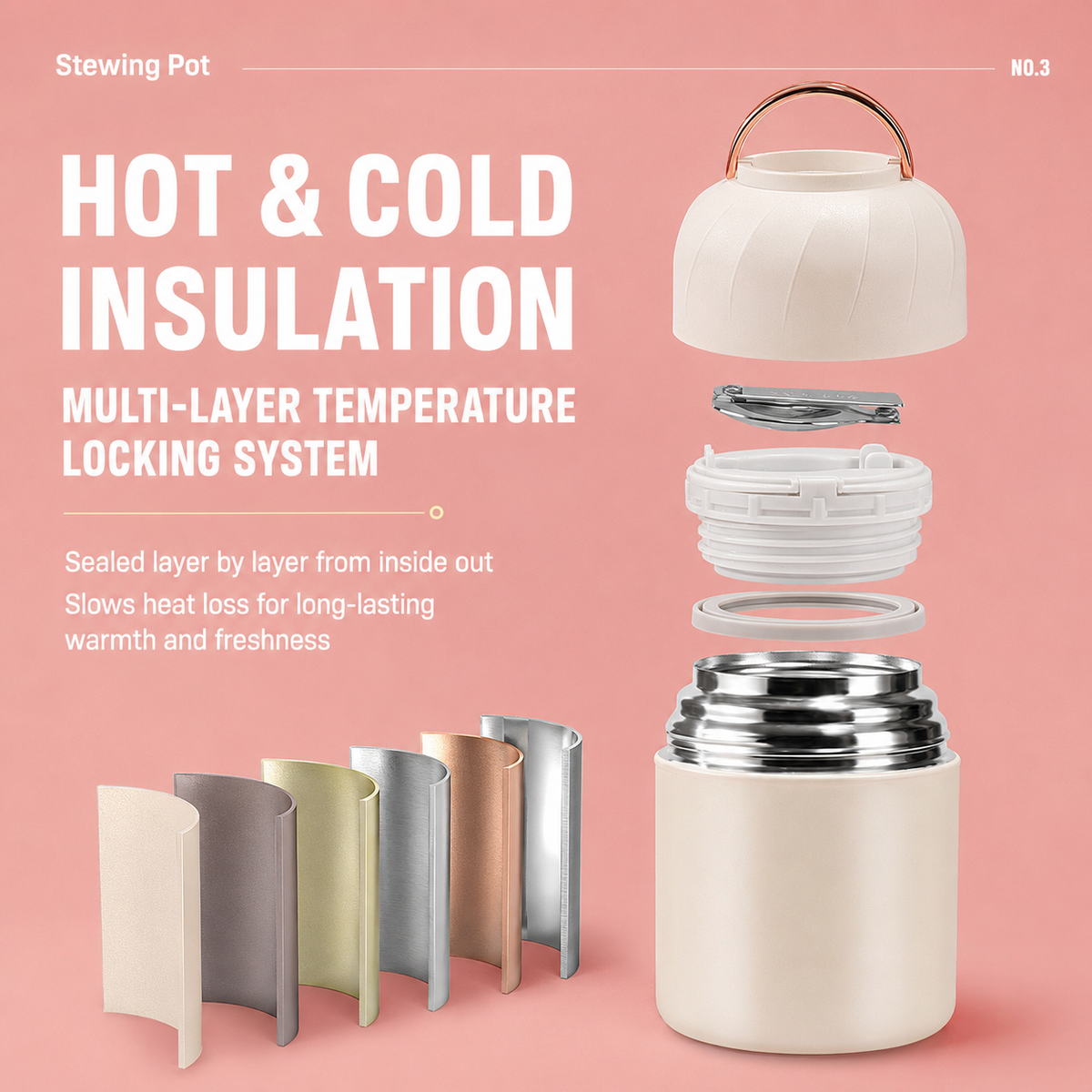 Black 500ml Thermal Food Jar with Spoon Portable Insulated Lunch Container Vacuum Soup Cup Leakproof Food Flask for Office Travel Camping Stew Rice Porridge Meal Prep