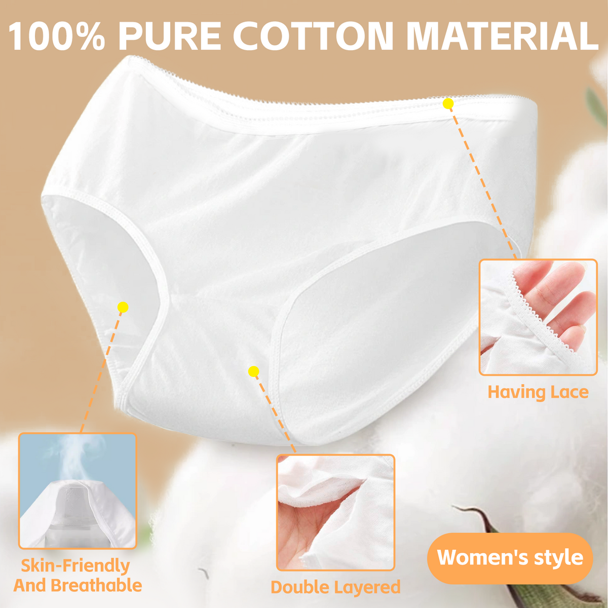 5 Pcs Women's Disposable Underware -L/XL