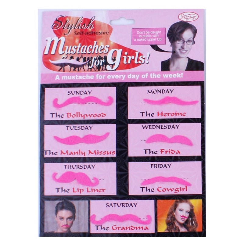 Pink Party Mustaches total 7 PCs