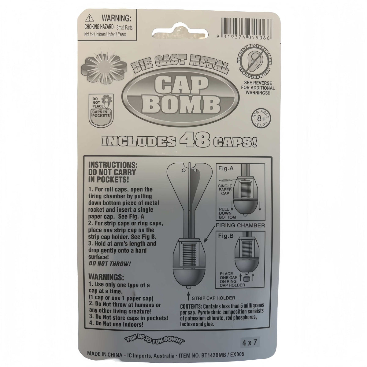 2 x Diecast Cap Bomb with 48 Shots pack, traditional toys