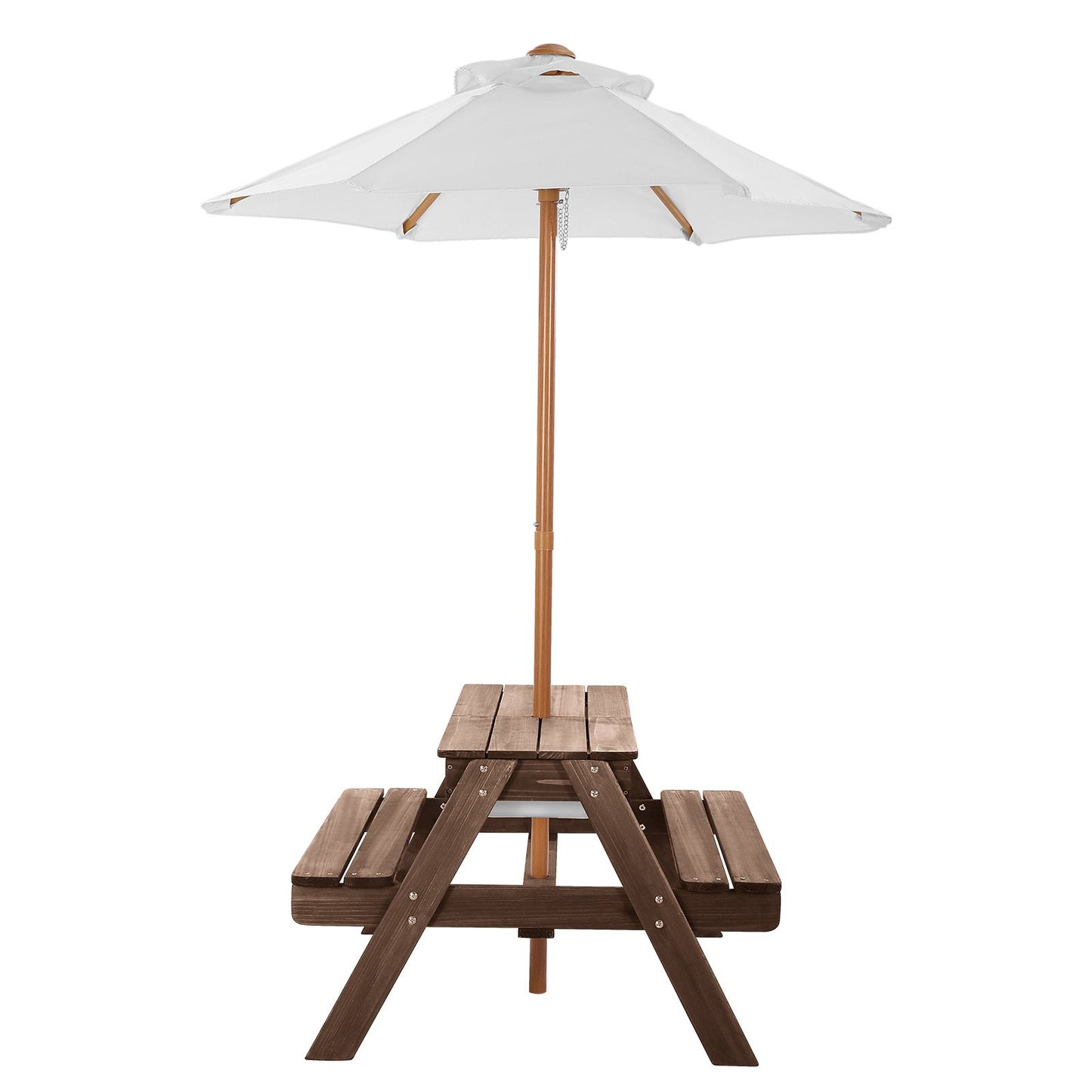 VEVOR Picnic Table Wooden Tables and Bench Set Umbrella Garden Indoor Outdoor