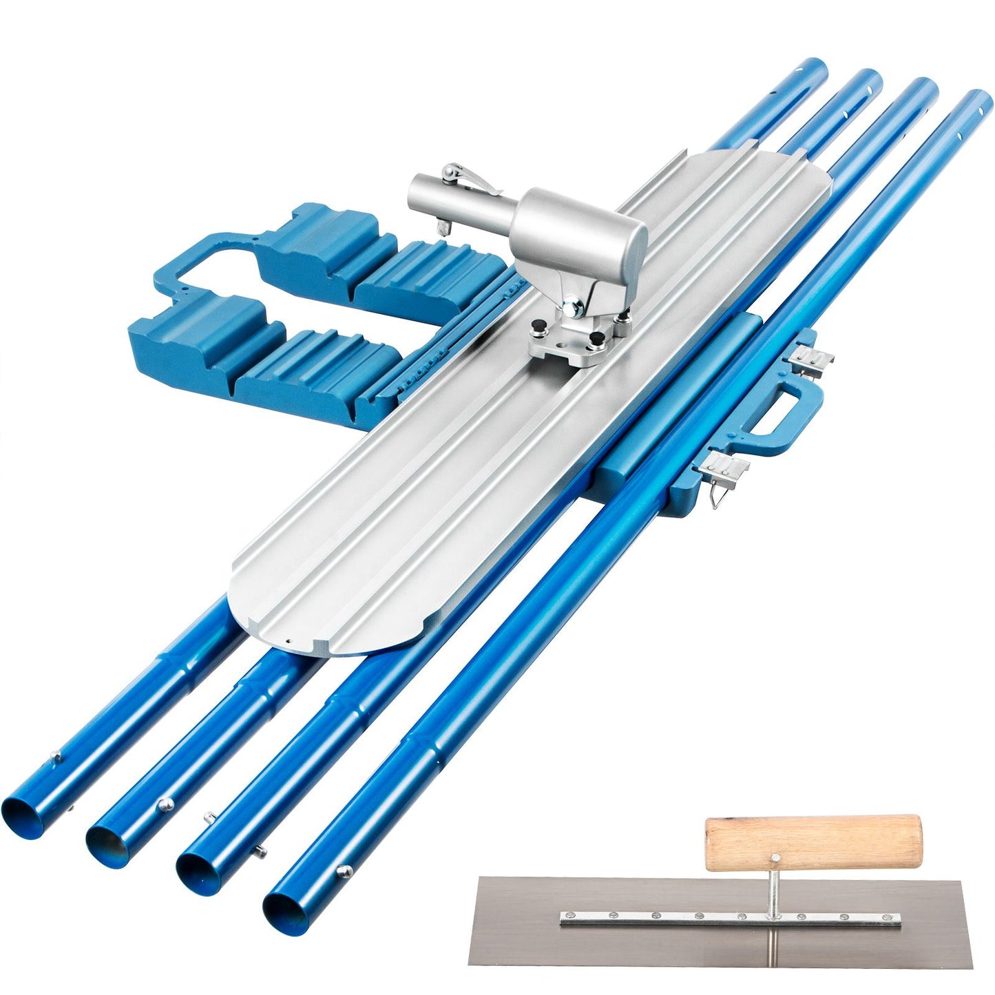 VEVOR Bull Float Magnesium Concrete Float 48 x 8" Round End Concrete Float Tool Cement Tool Bull Concrete Kit Bull Float with 4 Float Handle Bull Float Bracket Concrete Tools Finishing Bull Float