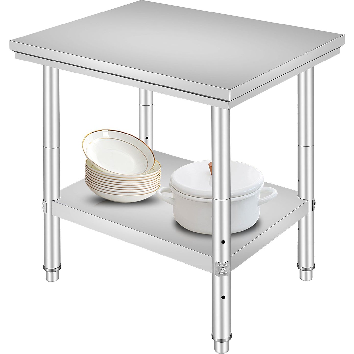VEVOR Commercial Worktable & Workstation 24 x 30 x 32 Inch Stainless Steel Work Table Heavy Duty Commercial Food Prep Work Table for Home, Kitchen, Restaurant Metal Prep Table with Adjustable Feet