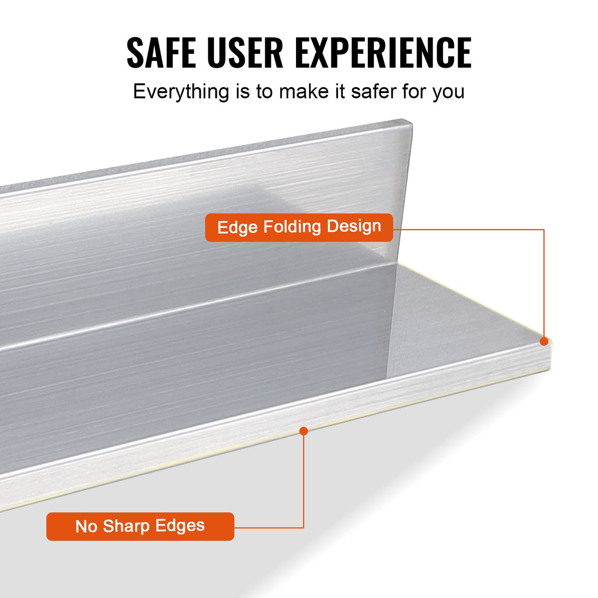 8.6" x 24" Stainless Steel Shelf, Wall Mounted Floating Shelving with Backsplash, 44 lbs Load Capacity Commercial Shelves, Heavy Duty Storage Rack for Restaurant, Kitchen, Bar, Home, and Hotel (2 Packs)