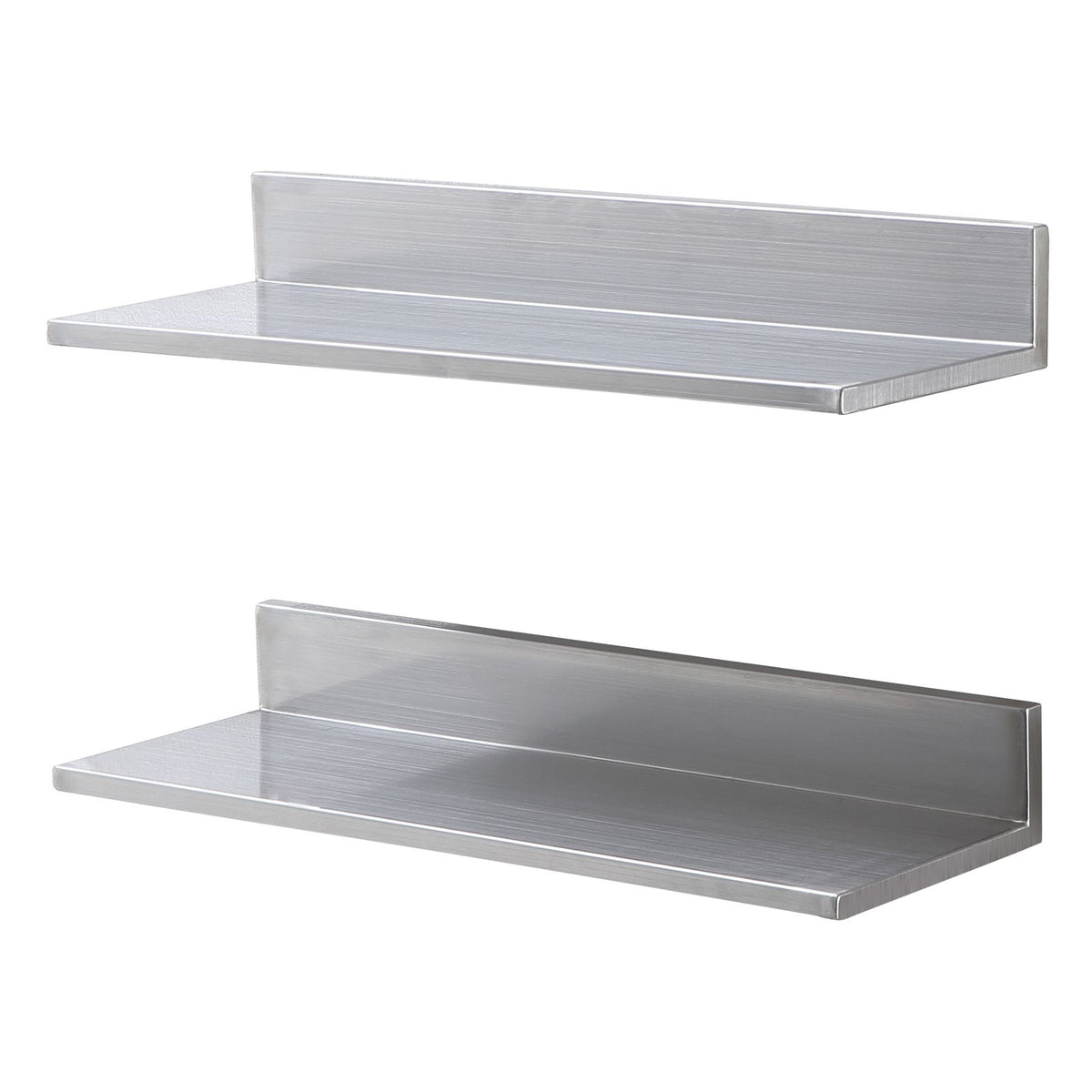 8.6" x 24" Stainless Steel Shelf, Wall Mounted Floating Shelving with Backsplash, 44 lbs Load Capacity Commercial Shelves, Heavy Duty Storage Rack for Restaurant, Kitchen, Bar, Home, and Hotel (2 Packs)
