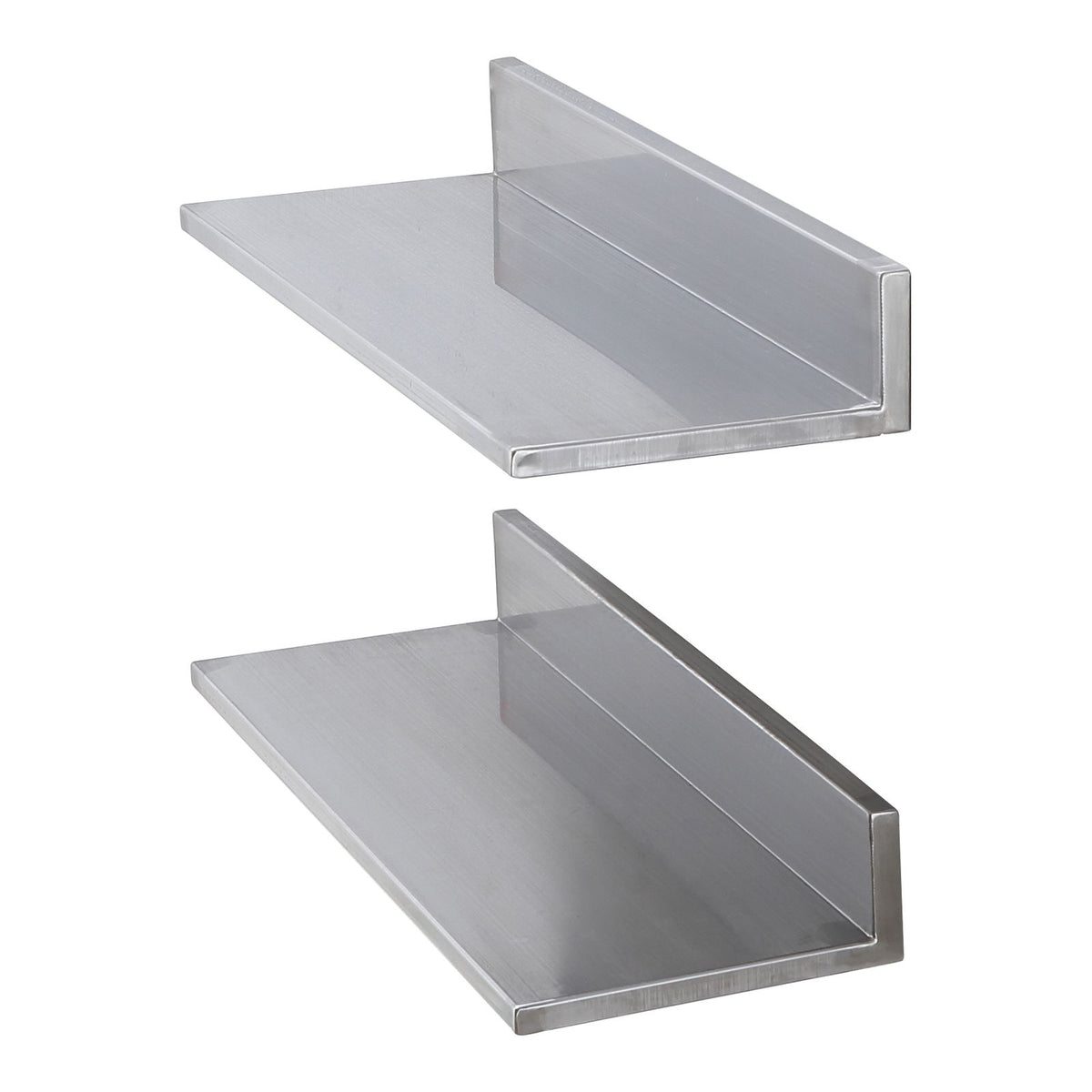 8.6" x 24" Stainless Steel Shelf, Wall Mounted Floating Shelving with Backsplash, 44 lbs Load Capacity Commercial Shelves, Heavy Duty Storage Rack for Restaurant, Kitchen, Bar, Home, and Hotel (2 Packs)