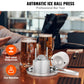 Ice Ball Press Kit, Aircraft Al Alloy Ice Press with Ice Block Mold, Large Mat, Tong, Drip Tray, One Glass, Round Ice Ball Maker 2.4"/60 mm Ice Sphere, for Whiskey, Cocktail on Party & Holiday