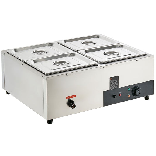 VEVOR Commercial Electric Food Warmer Countertop Buffet 4*12 Qt Pan Bain Marie