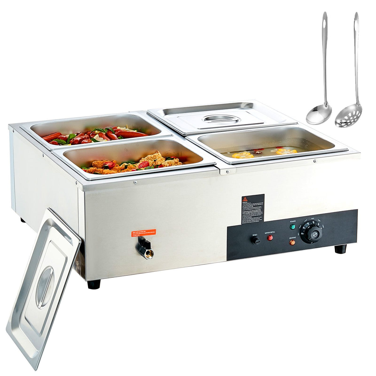 VEVOR Commercial Electric Food Warmer Countertop Buffet 4*12 Qt Pan Bain Marie