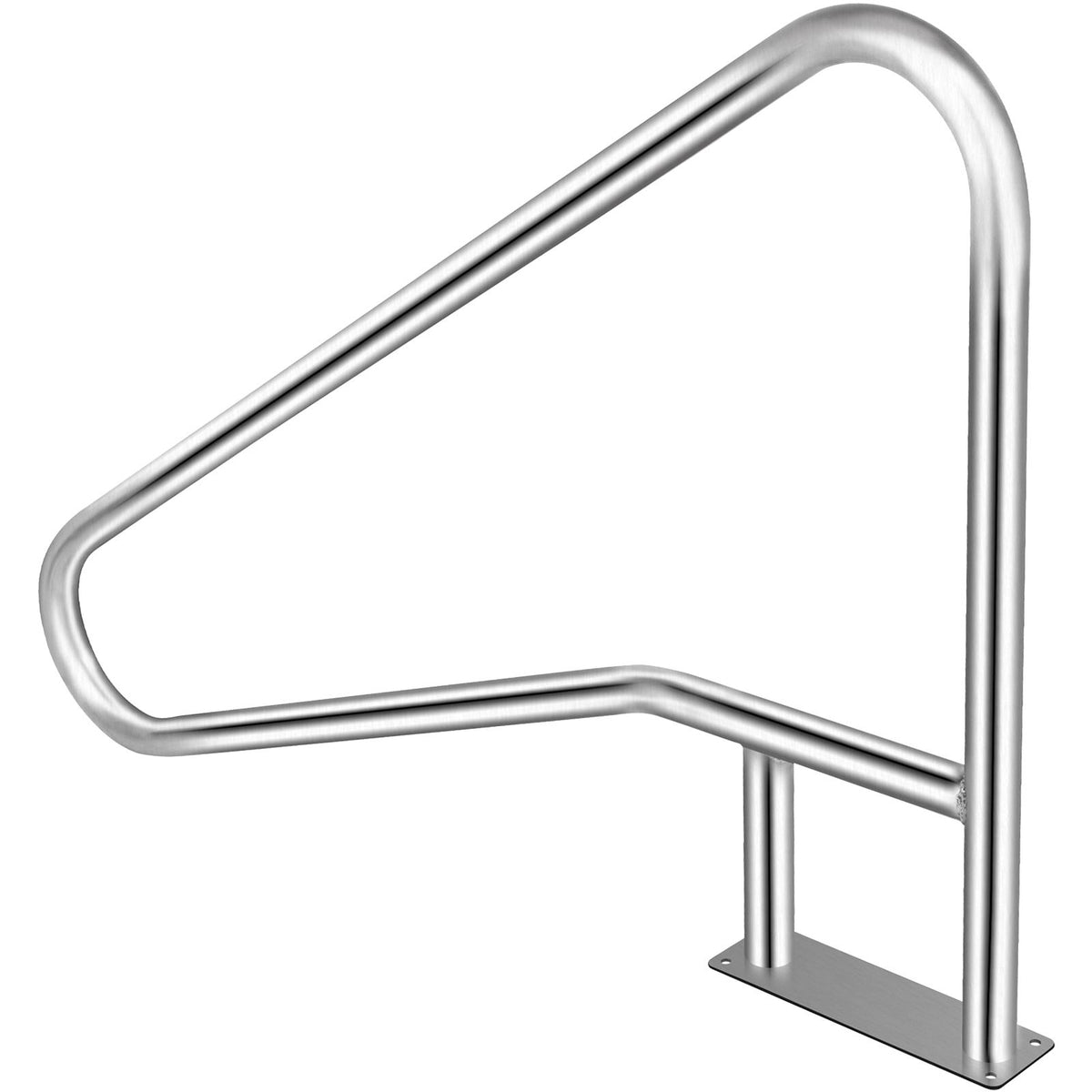 VEVOR Pool Rail 55x32 Pool Railing 304 Stainless Steel 250LBS Load Capacity Silver Rustproof Pool Handrail Humanized Swimming Pool Handrail with Blue Grip Cover & M8 Drill Bit & Self-Taping Screws