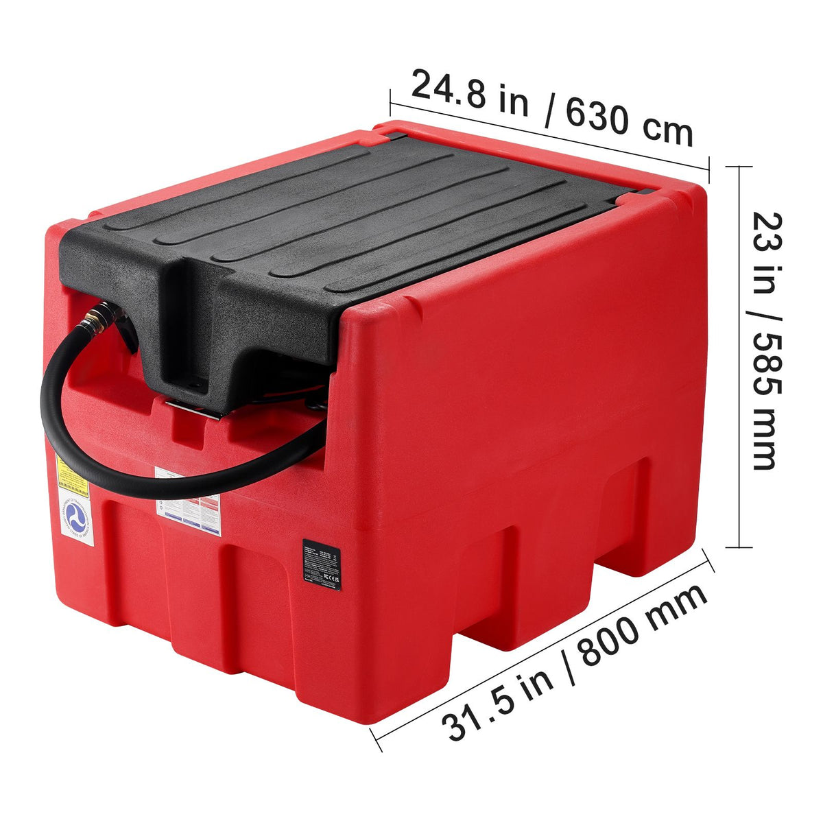 Portable Diesel & Gasoline Tank, 182L, 10.6 GPM Flow Rate, Diesel Fuel Tank with Electric Transfer Pump, 4 m Hose, Auto Fueling Nozzle, Diesel Transfer Tank for Easy Fuel Transportation, Red
