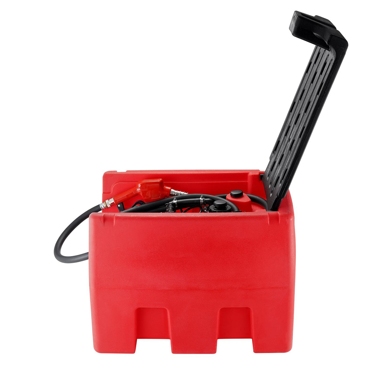 Portable Diesel & Gasoline Tank, 182L, 10.6 GPM Flow Rate, Diesel Fuel Tank with Electric Transfer Pump, 4 m Hose, Auto Fueling Nozzle, Diesel Transfer Tank for Easy Fuel Transportation, Red