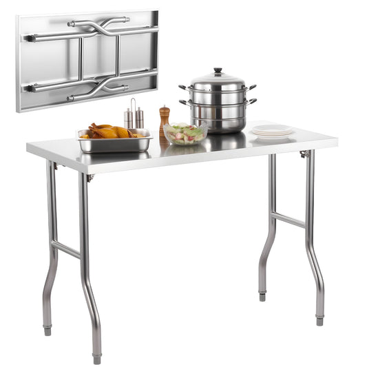 VEVOR Stainless Steel Kitchen Bench Folding Commercial Prep Table 1220x610 mm