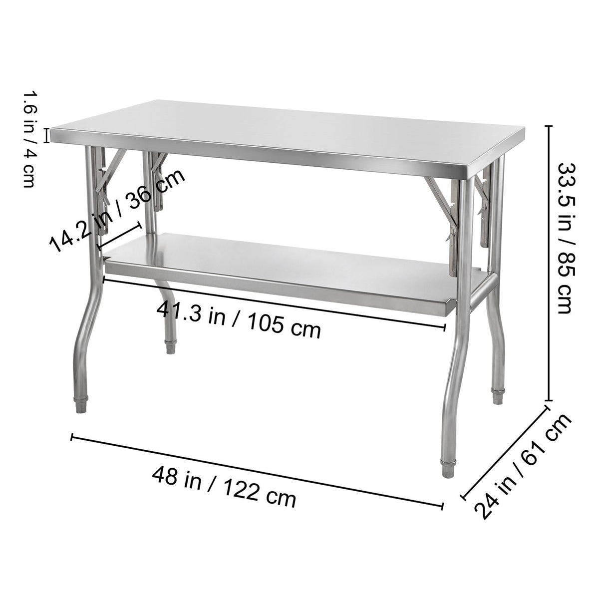 Commercial Worktable Workstation Folding Commercial Prep Table 1220x610 mm