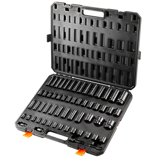 VEVOR Impact Sockets Set 59pcs 6-Point 3/8" & 1/2" Drive Bit Ratchet Tool Kit