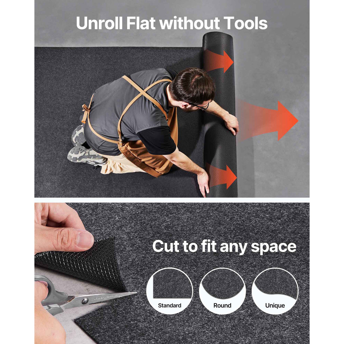 Garage Floor Mat, 2.28 x 6.1 M Waterproof Protection from Water,Snow, Rain,Mud and Oil for Cars, Non-slip Heavy Duty Containment Mat with TPE Anti-Leak Backing & Easy to Clean & Cuttable