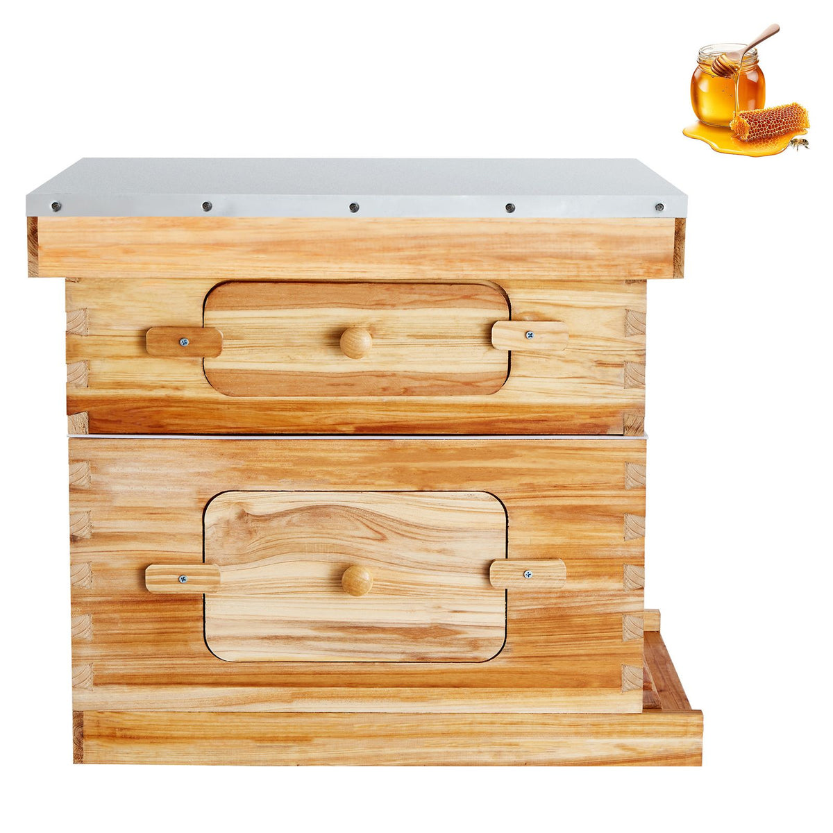 VEVOR Bee Hive 20 Frame Bee Hives Starter Kit, Beeswax Coated Cedar Wood, 1 Deep + 1 Medium Bee Boxes Langstroth Beehive Kit, Transparent Acrylic Windows with Foundations for Beginners Pro Beekeepers