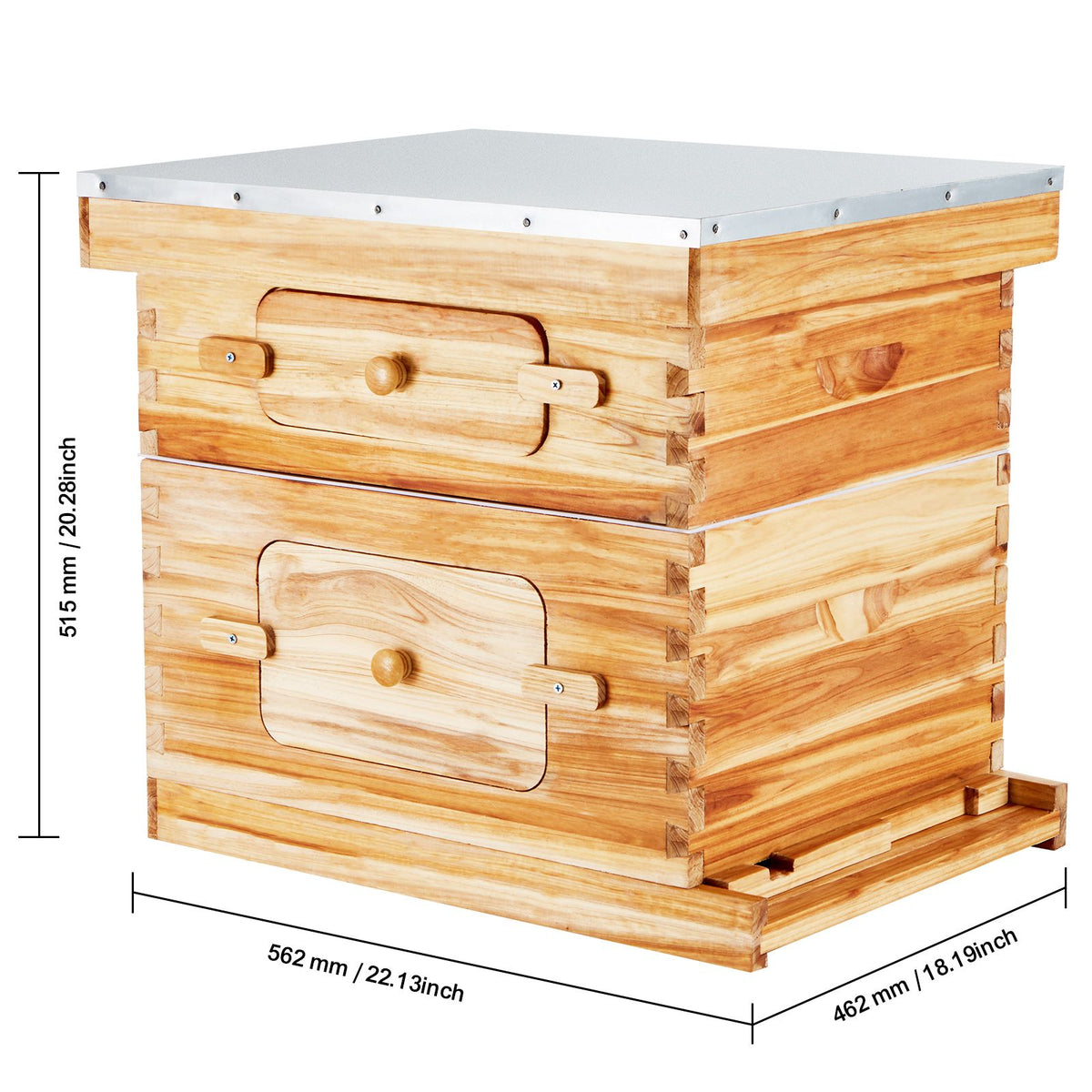 VEVOR Bee Hive 20 Frame Bee Hives Starter Kit, Beeswax Coated Cedar Wood, 1 Deep + 1 Medium Bee Boxes Langstroth Beehive Kit, Transparent Acrylic Windows with Foundations for Beginners Pro Beekeepers