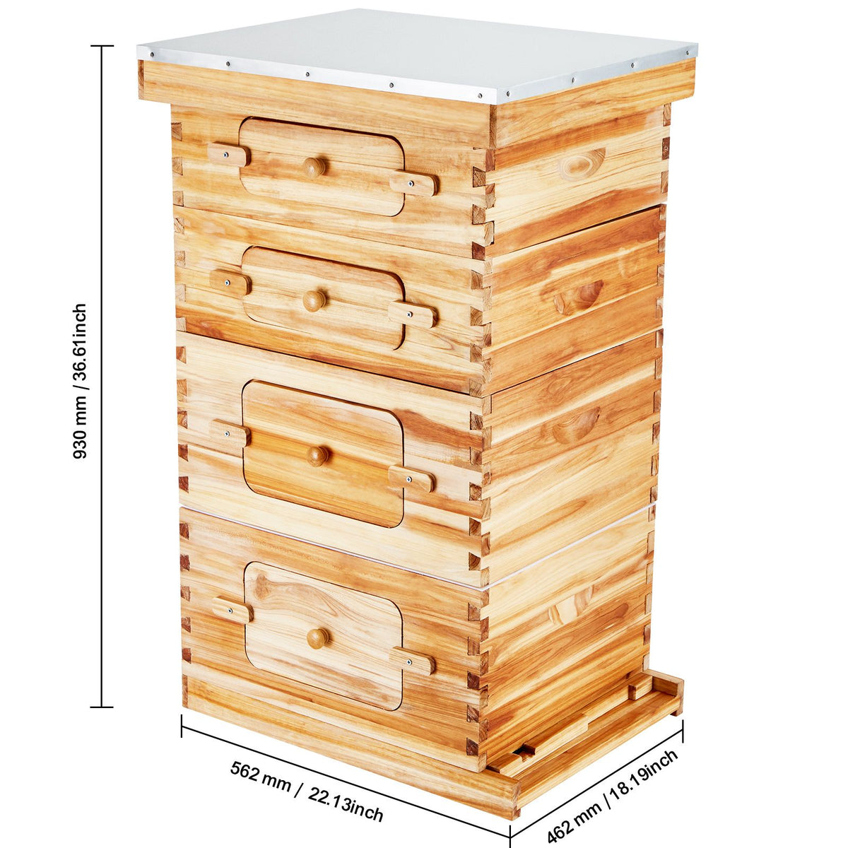 VEVOR Bee Hive 40 Frame Bee Hives Starter Kit, Beeswax Coated Cedar Wood, 2 Deep + 2 Medium Bee Boxes Langstroth Beehive Kit, Transparent Acrylic Windows with Foundations for Beginners Pro Beekeepers