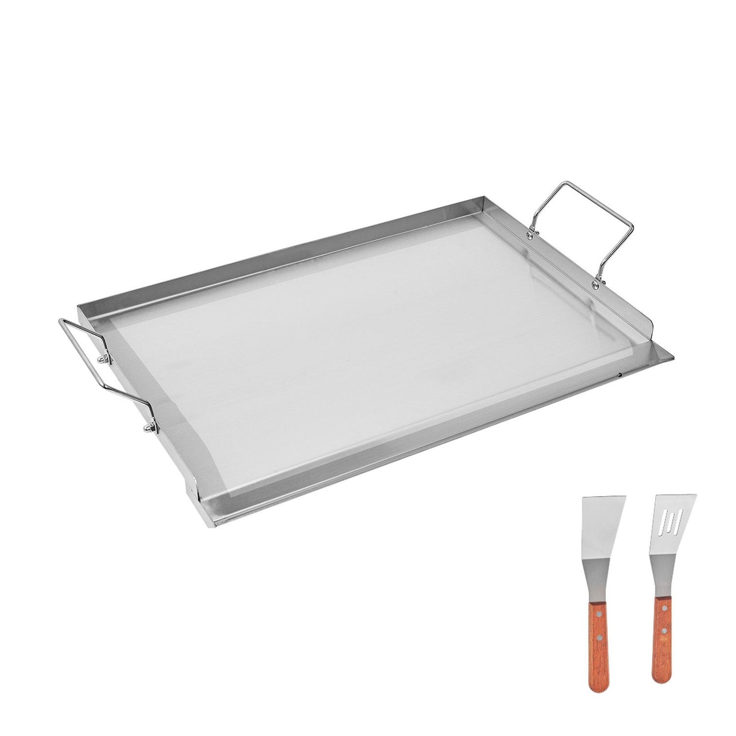 VEVOR Stainless Steel Griddle, 23x16 inch Universal Flat Top Rectangular Plate, Gas Grill Griddle for BBQ Grill, Teppanyaki, Portable Family Cookware with Handle, for Camping Tailgating Party