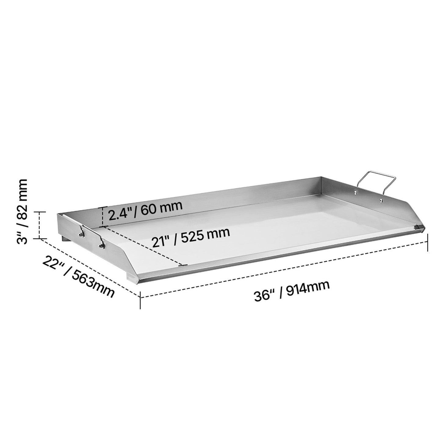 VEVOR 36x22 in Flat Top Griddle Stainless Steel Universal BBQ Grill Pan Cookware