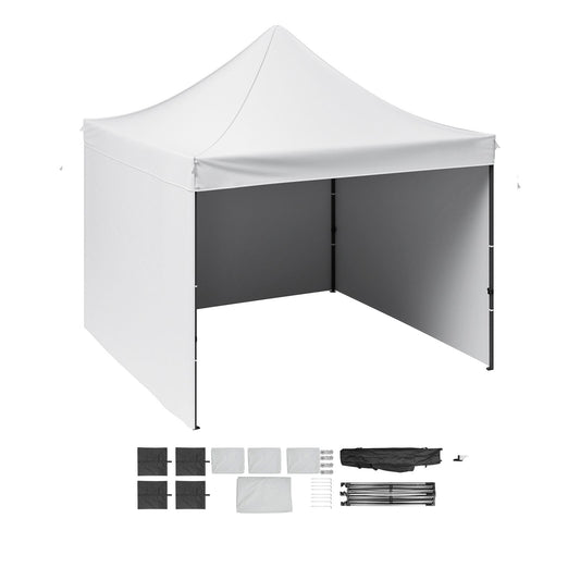 VEVOR Pop Up Canopy Tent Outdoor Gazebo Tent 10x10FT with Sidewalls & Bag White