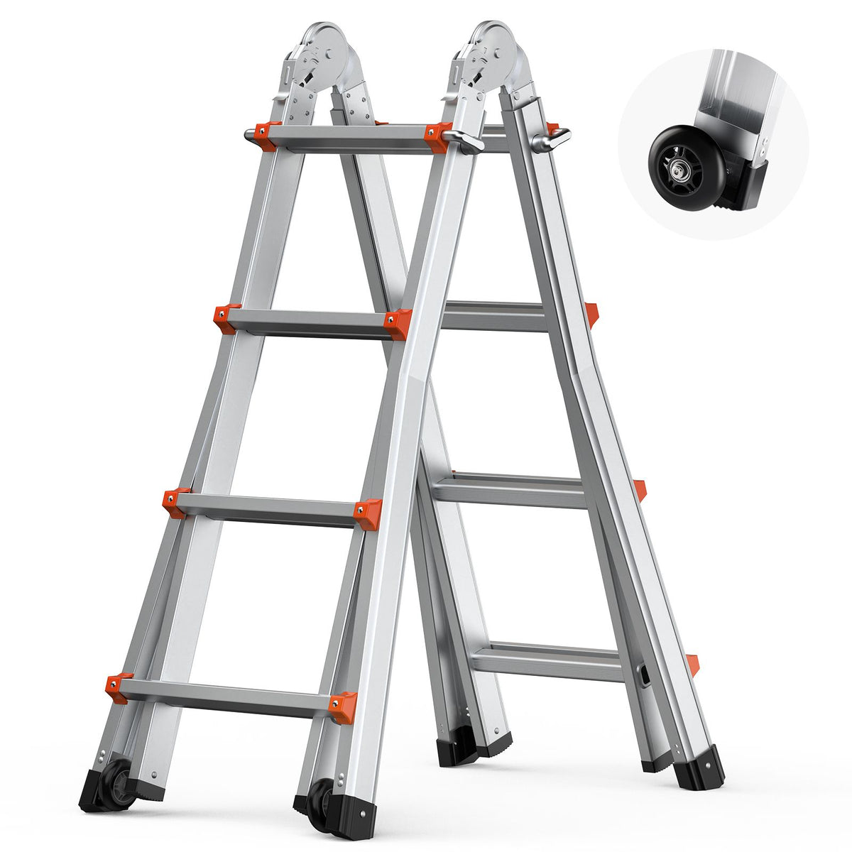 VEVOR Telescoping Ladder A Frame, 13 FT Compact Aluminum Extension Ladder, Multi-Function Portable Collapsible RV Ladder, Telescopic Ladder for Homework Stairs Indoor Outdoor Roof, 330lb Load