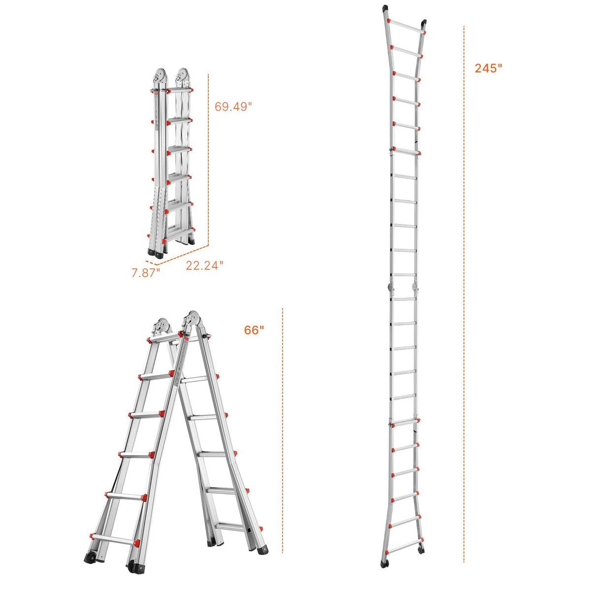 Telescoping Ladder A Frame 20 FT Extension Multi-Function for Homework