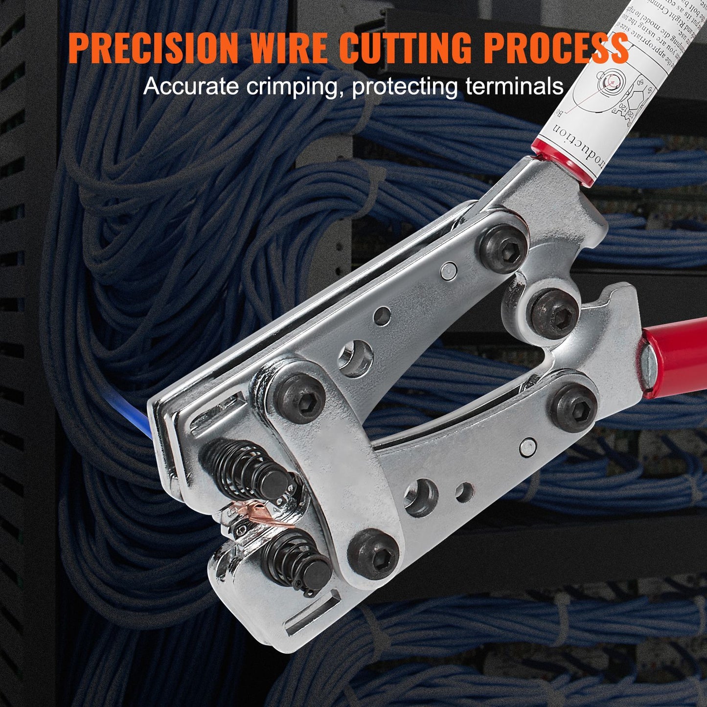 VEVOR Battery Cable Lug Crimping Tool, 10-1/0AWG with Cable Cutter and 95PCS Copper Ring Terminals, 6 Wire Sizes Crimping Die and 100pcs Heat Shrink Tubes, for Heavy Duty Wire Lugs
