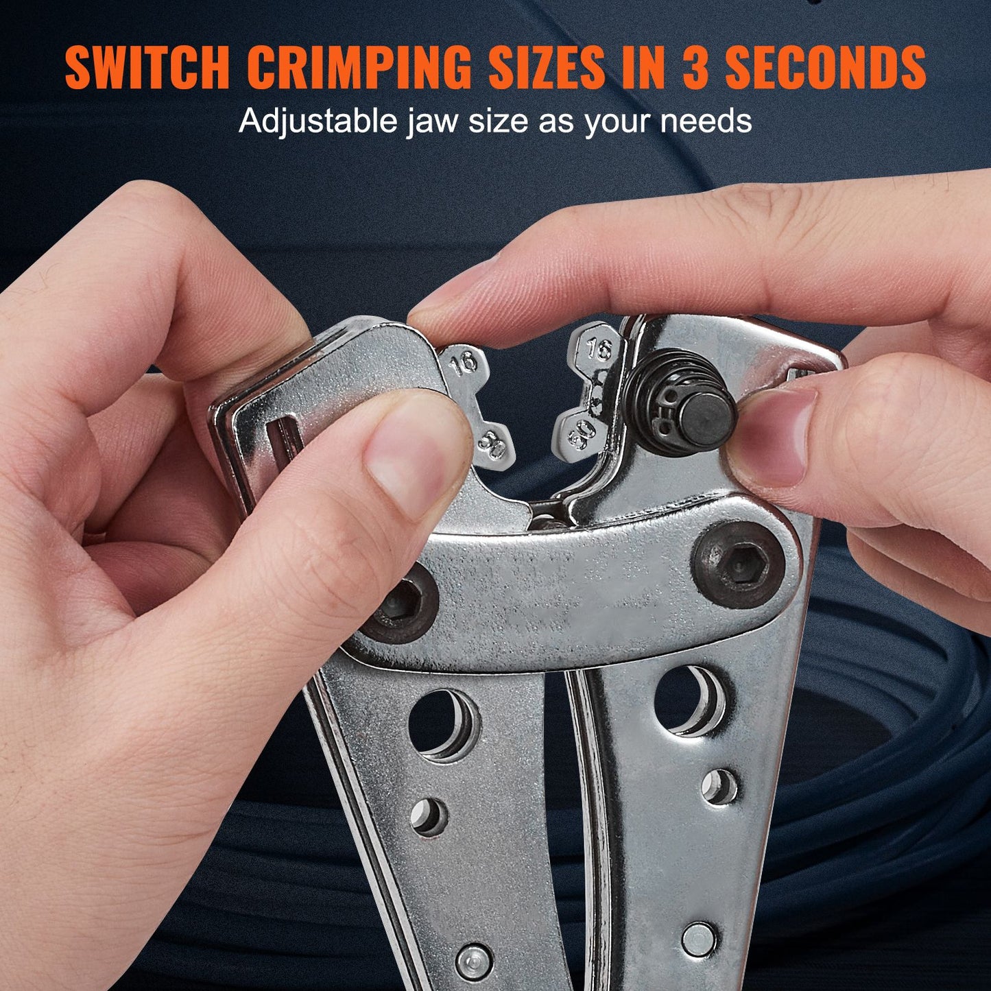 VEVOR Battery Cable Lug Crimping Tool, 10-1/0AWG with Cable Cutter and 95PCS Copper Ring Terminals, 6 Wire Sizes Crimping Die and 100pcs Heat Shrink Tubes, for Heavy Duty Wire Lugs
