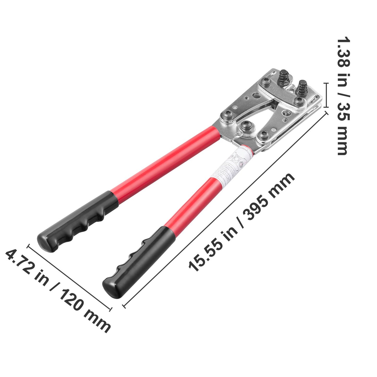 VEVOR Battery Cable Lug Crimping Tool, 10-1/0AWG with Cable Cutter and 95PCS Copper Ring Terminals, 6 Wire Sizes Crimping Die and 100pcs Heat Shrink Tubes, for Heavy Duty Wire Lugs