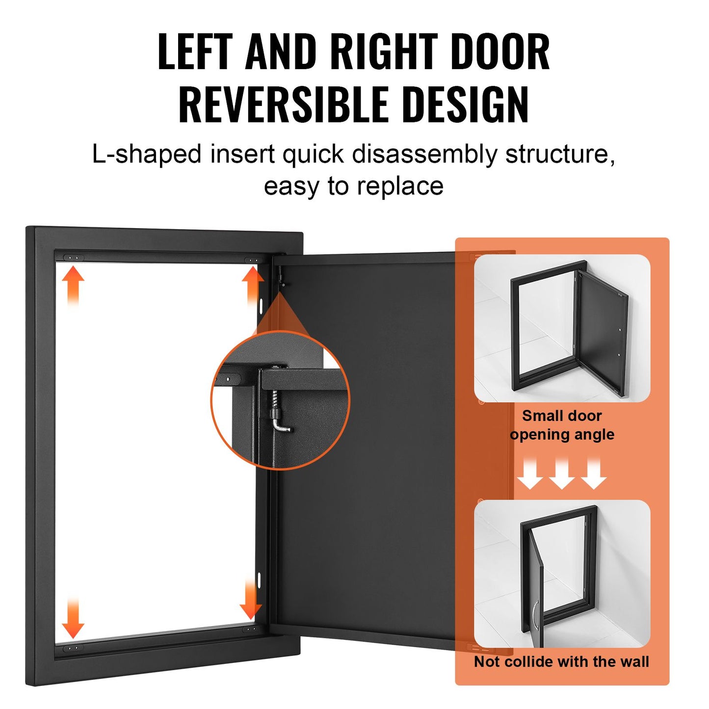 VEVOR BBQ Access Door, 415x570 mm Single Outdoor Kitchen Door, Cold Plate Flush Mount Door, Wall Vertical Door with Handle, for BBQ Island, Grilling Station, Outside Cabinet