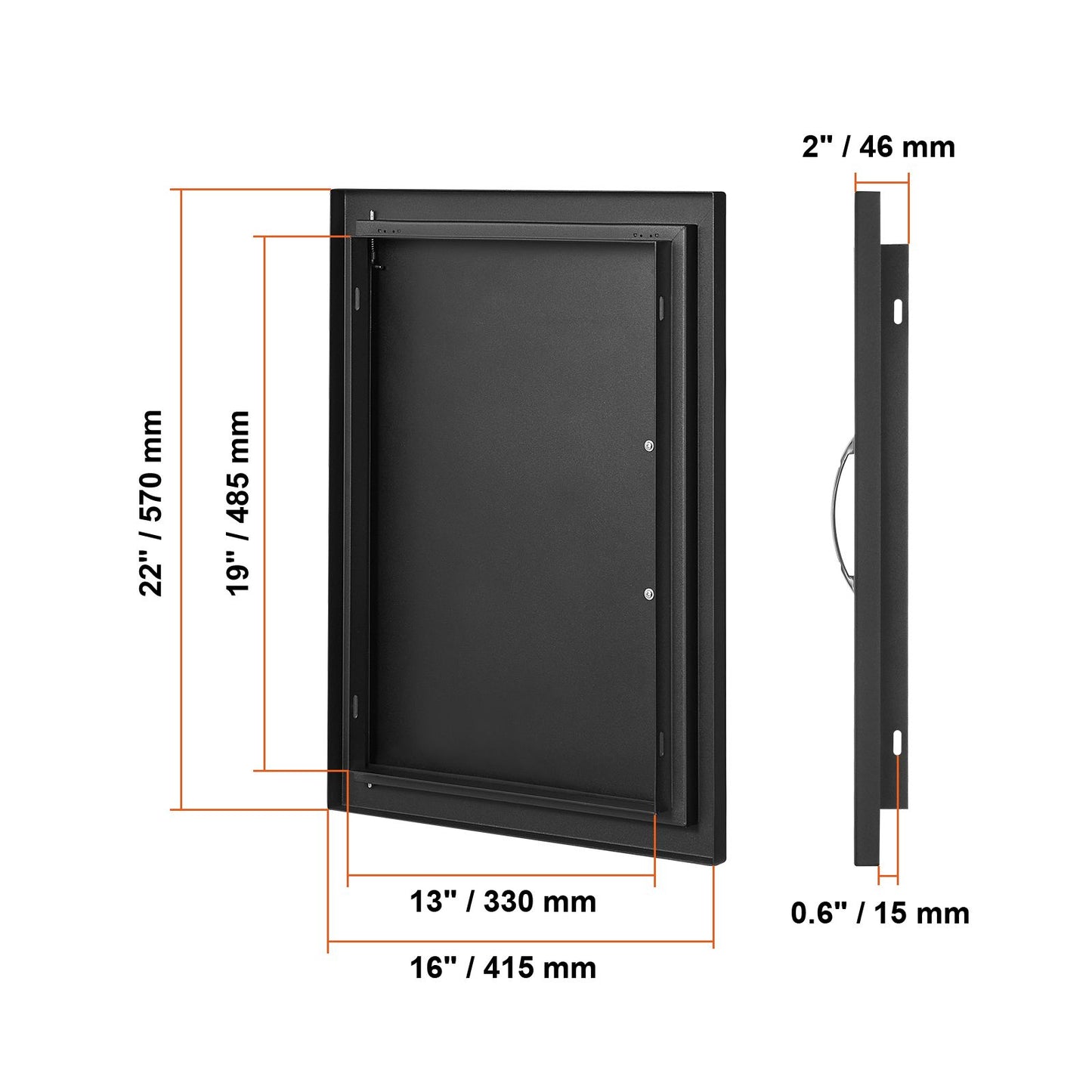 VEVOR BBQ Access Door, 415x570 mm Single Outdoor Kitchen Door, Cold Plate Flush Mount Door, Wall Vertical Door with Handle, for BBQ Island, Grilling Station, Outside Cabinet