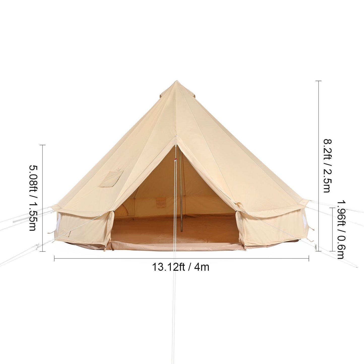 VEVOR Canvas Bell Tent 4m/13.12ft 4-Season Camping Yurt Tent with Stove Jack
