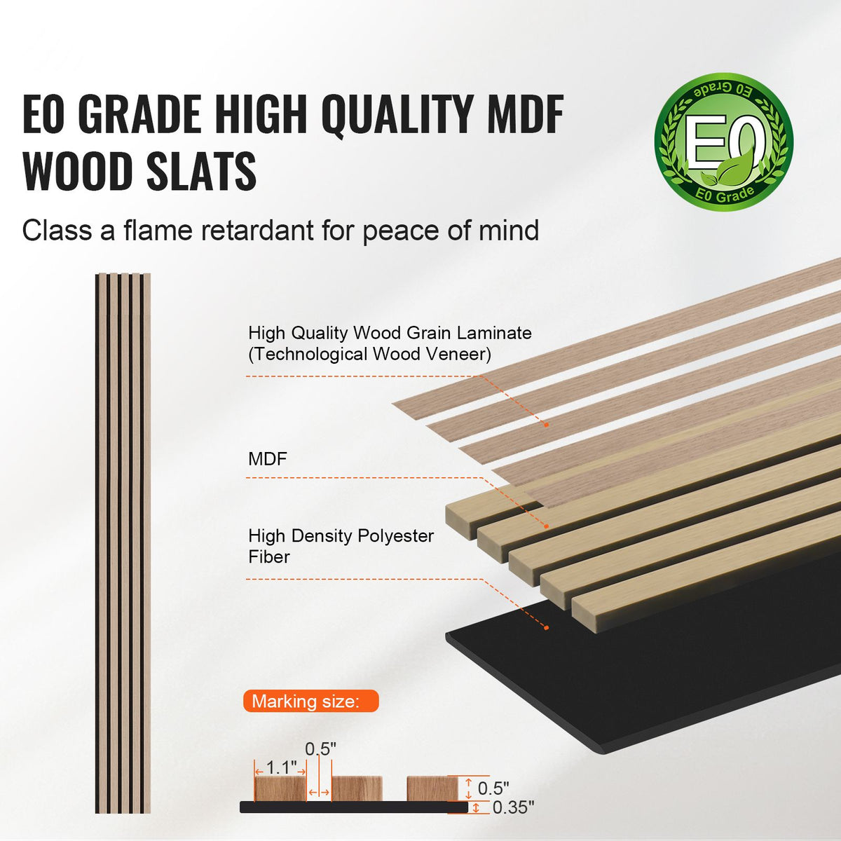 Wood Slat Acoustic Panels, 7.9 x 94.5 inch, MDF Accent Wooden Wall Panels for Modern Interior Wall Decor, Faux Wood Wall Board Panels for Noise Reduction, Silver Wood