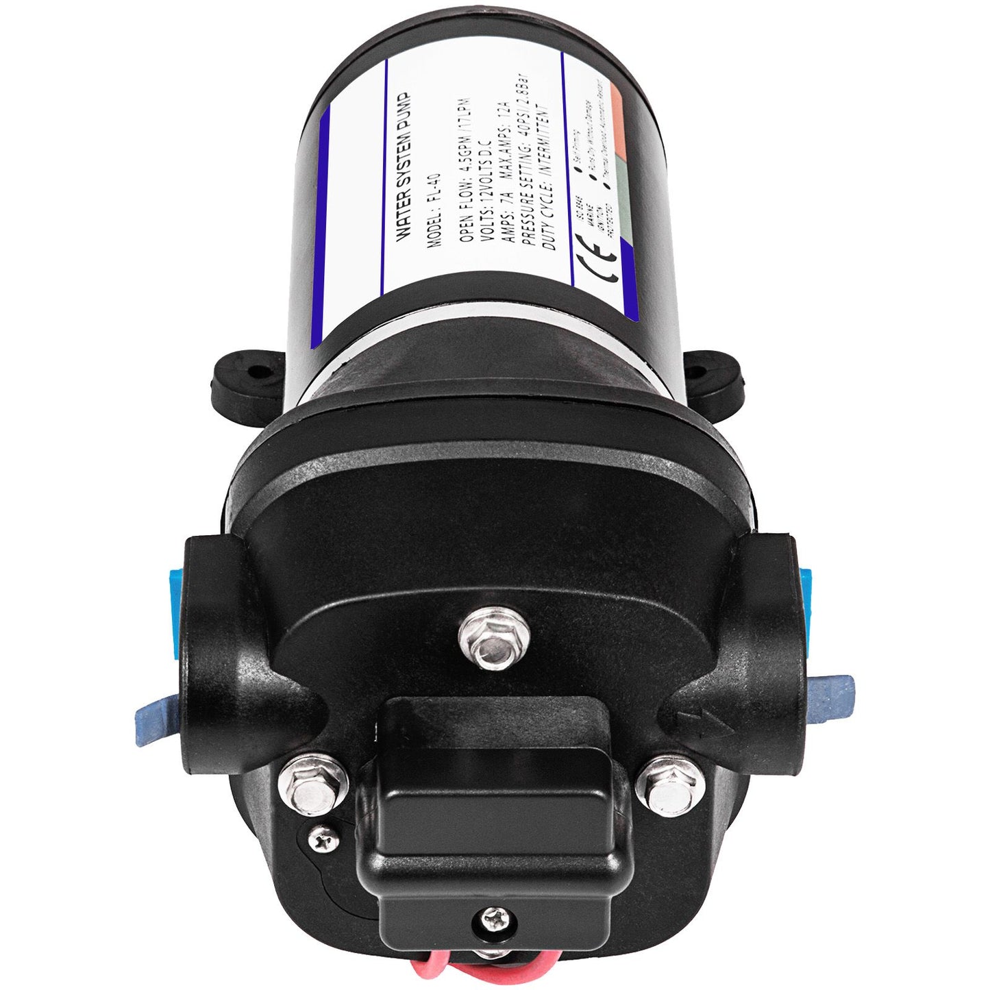 VEVOR Water Pressure Diaphragm Pump, 12V FL-40 High Pressure Diaphragm Water Pump, 40PSI Automatic Self Priming Water Pump, 17L/MIN Misting Booster Sprayer Diaphragm Pump for Caravan Boat RV Garden