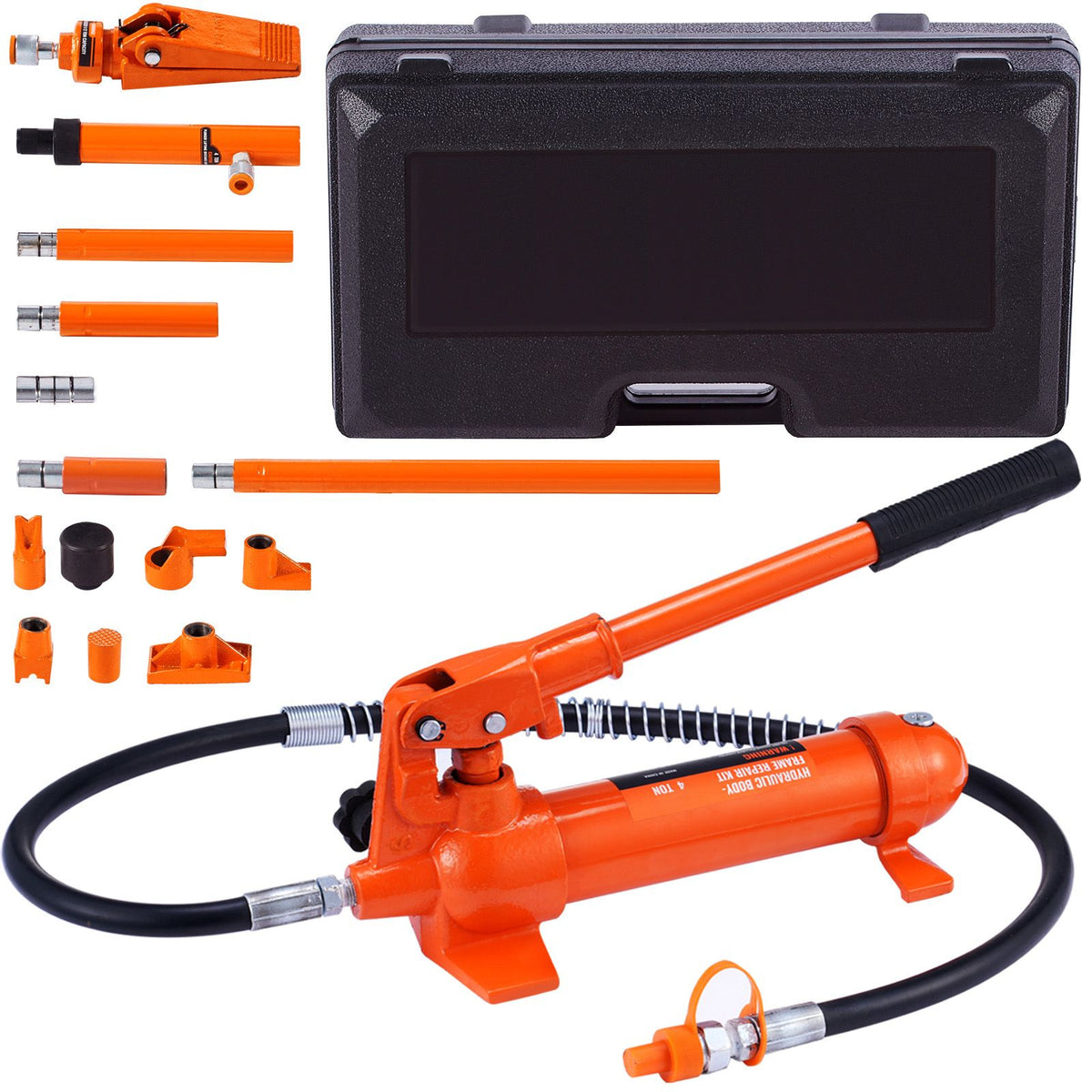 VEVOR 4 Ton Porta Power Kit, Portable Hydraulic Jack with 3.9 ft/1.2 m Oil Hose, Auto Body Frame Repair Kit with Storage Case for Car Repair, Truck, Farm (8800 LBS)