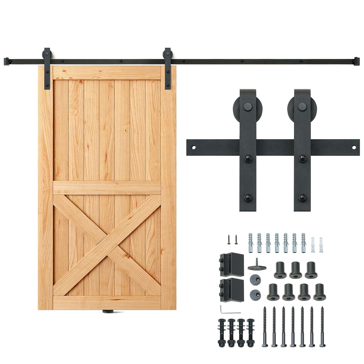 VEVOR 8FT Sliding Barn Door Hardware Closet Track Kit for Single Door J Hanger