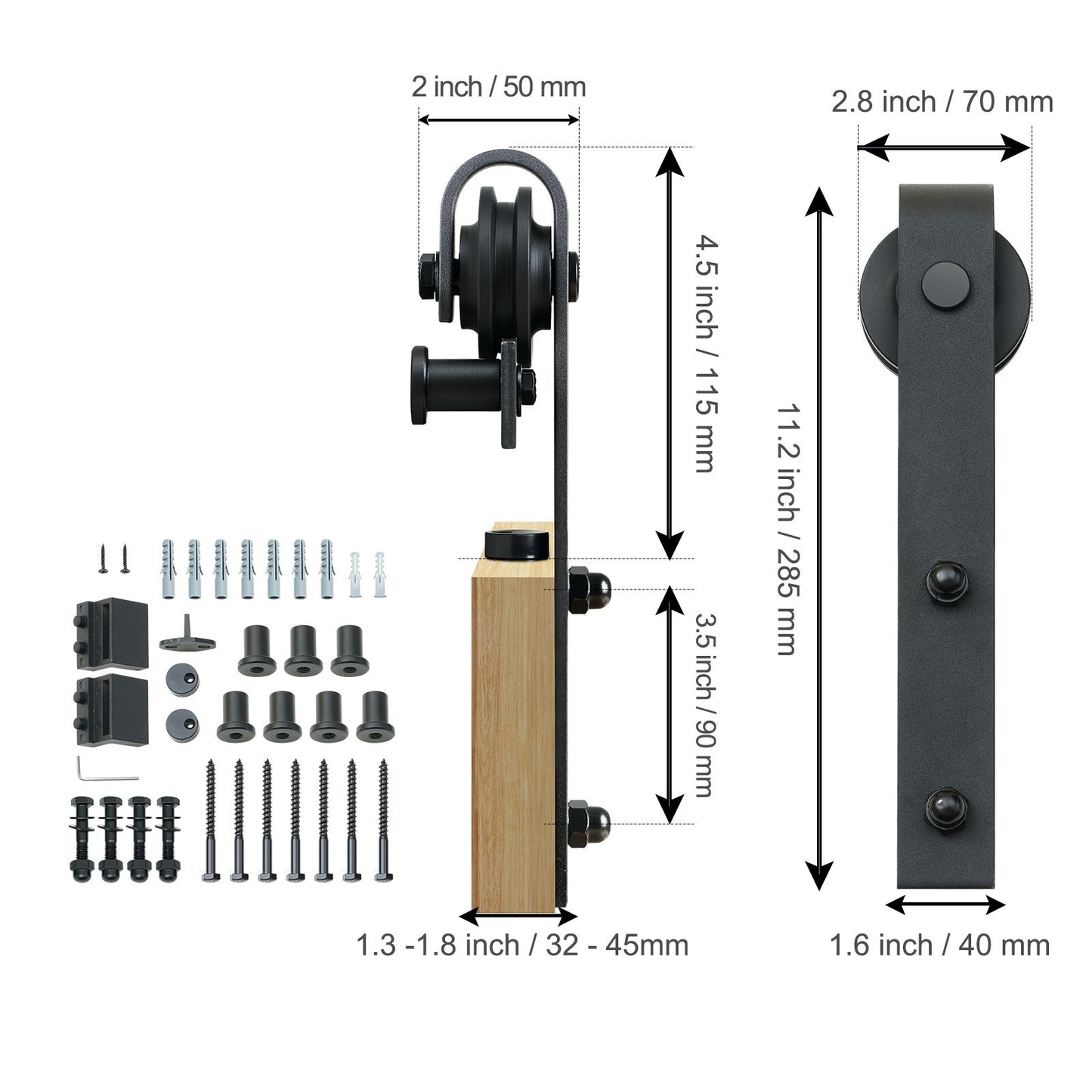 VEVOR 8FT Sliding Barn Door Hardware Closet Track Kit for Single Door J Hanger