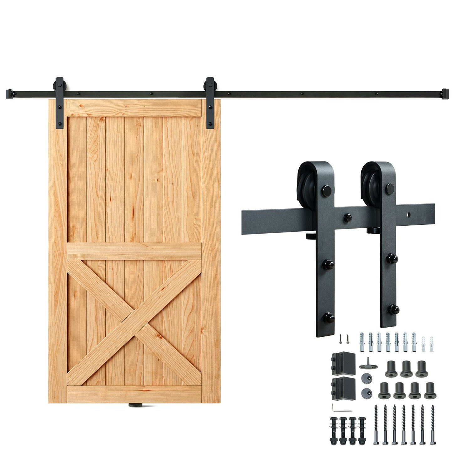 VEVOR 8FT Sliding Barn Door Hardware Closet Track Kit for Single Door J Hanger